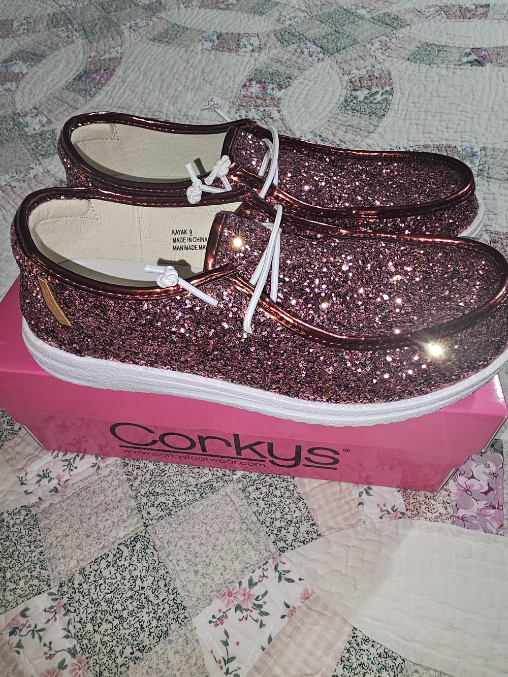 Corkys Glitter Boat Shoes in Rose Pink - Picture 5 of 6